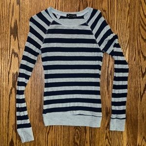 Navy and Grey Striped Long Sleeve Shirt